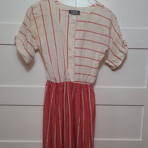 CGII Striped Red & Cream Two-Tone Size 10 Short Sleeve Dress – Made in USA